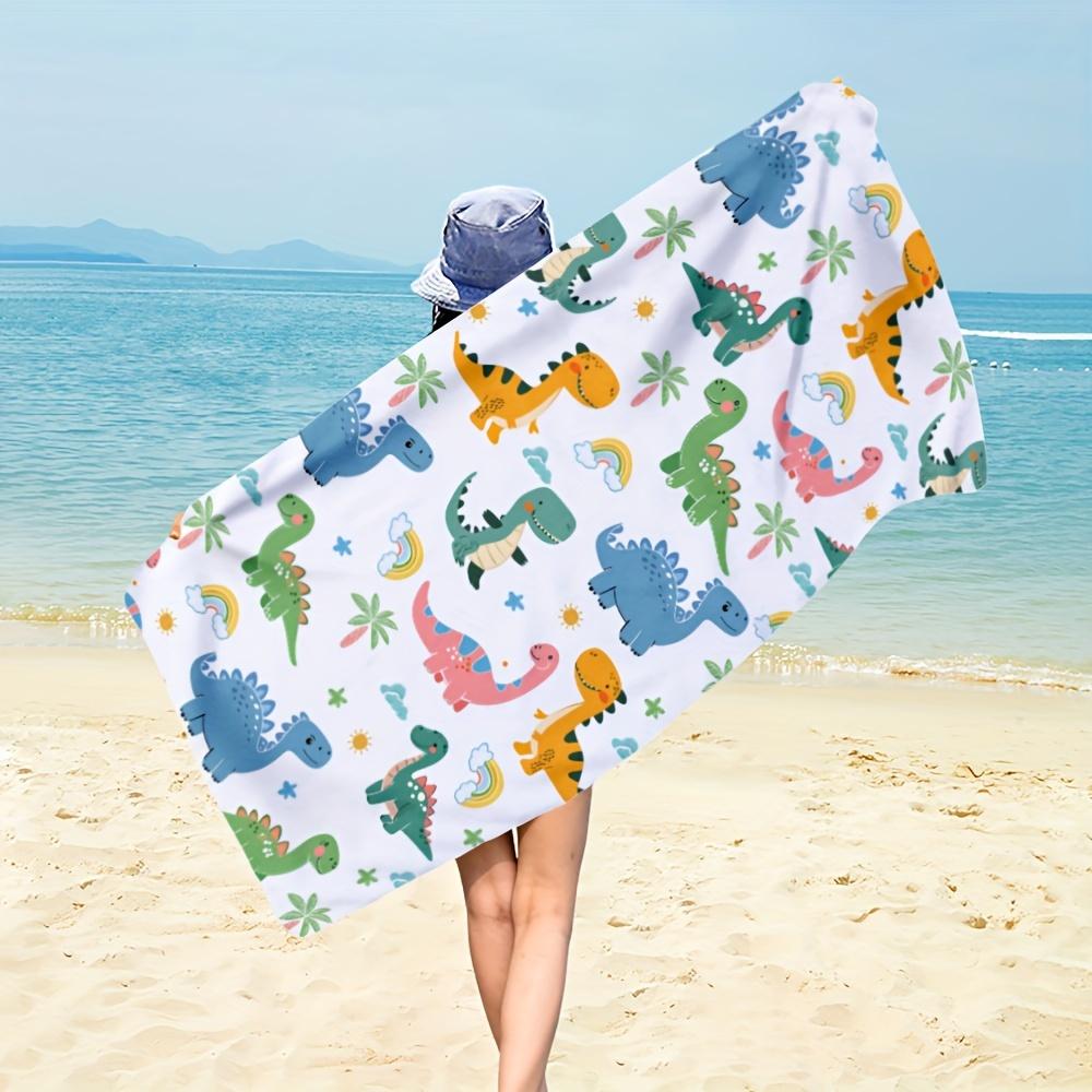 

Cartoon Dinosaur Microfiber Beach Towel, Quick Dry Soft Lightweight Absorbent Pool Towel for Teens Adults Camping Swim W40*H60(CM)