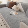 Winter Thickened Plush Sofa Mat Dust Proof Anti Slip Sofa Cover Pillowcase  Solid Color Checkered Sofa Backrest Armrest Towel