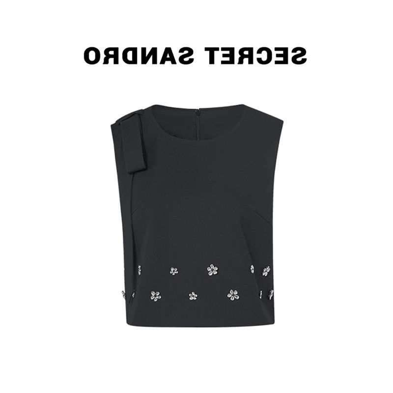 

Zhang Yuan Women s Clothing Same Style Stylish Heavy Industry Flower Bead Vest Vest Women s Summer Exquisite Loose Sleeveless Short Top Black M