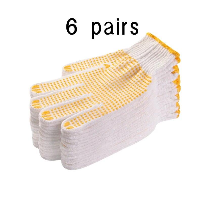 Καθαρά Λευκά Βαμβακερά Γάντια με Παλάμη με Κόλλα σε Μπούλες, Αντιολισθητικά, Ανθεκτικά στη Φθορά, Πυκνωμένο Καουτσούκ για Εργασία και Προστασία Εργασίας