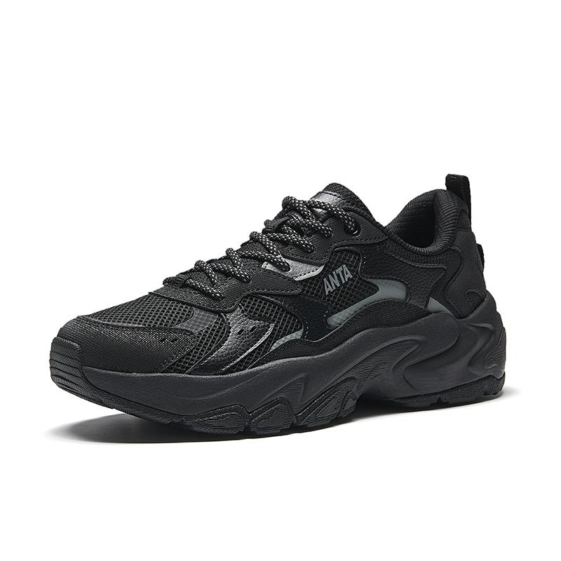 Anta Lifestyle Series Trendy Casual Shock Absorbing Wear Resistant Low Top Dad Shoes Men sneaker Black 912538839-4