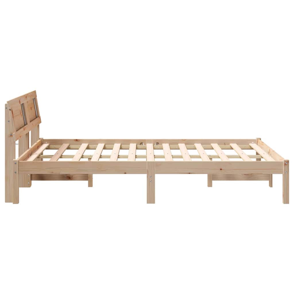 Bed Frame with Headboard Brown 120 X 200 Cm Solid Pine Wood