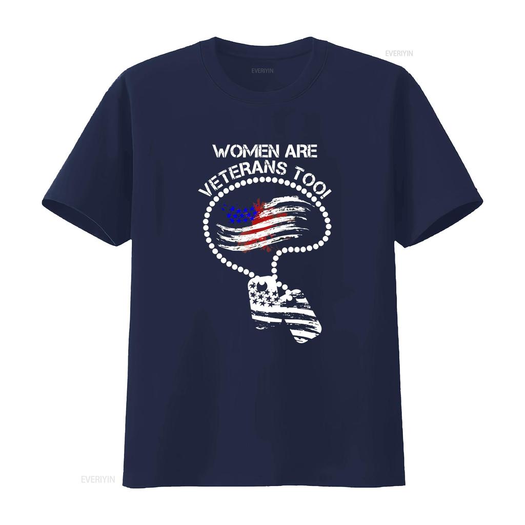 Womens Women Are Veterans Too T Shirt Black Vintage Washed Fashion Slightly Breathable Soft Graphic Unisex Homme