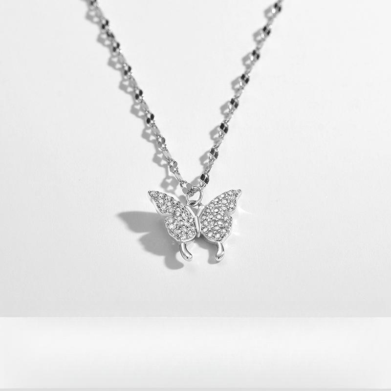 Butterfly Necklace New Year Design Sense Birthday Gift Double Layer Clavicle Chain