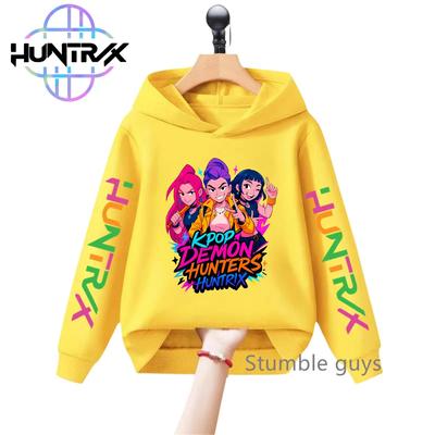 Dziecięca K-Pop Demon Hunters Jesień Chłopcy Dziewczęta Bluza z kapturem Długi rękaw Bluza Sportowa Ubrania Anime Stylowa