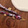 V-Shaped Color-Block Silk Scarf with Multi-Metal Pendant Necklace