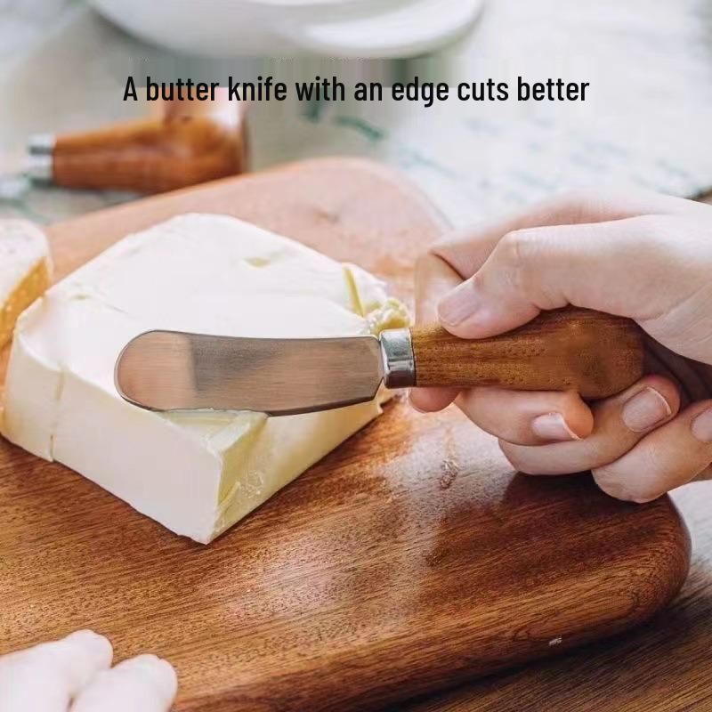Wood Handle Vertical Butter & Jam Spreader - Dual-Function Knife for Cutting & Spreading Cheese