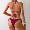 Vintage Small Boobs Sexy Hot Girl Three-point Tethered Bikini2026 Swimsuit