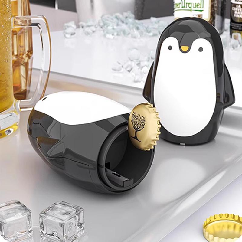 Kreativ Tecknad Pingvin Flasköppnare Rostfritt Stål Manuell Öppnare för Ölkapsyler Köksredskap Barverktyg Gåva för Ölälskare