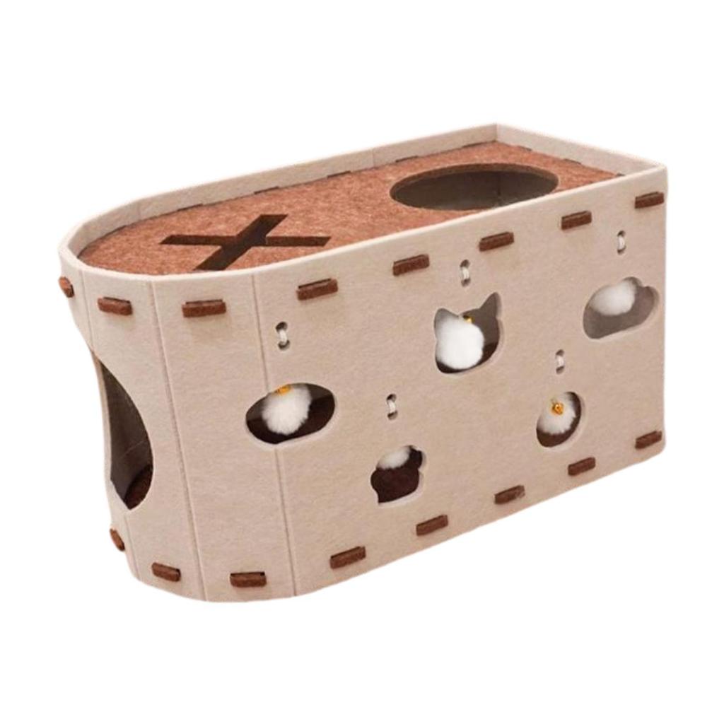 Cat House Furniture Protection Scratch Pad Wear Resistant with Interactive Peek Hole Breathable Pet Accessory for Multiple Cats