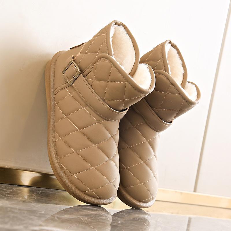 Kurze Schneestiefel Damen Winter neu Samt verdickt kurze Stiefel vielseitig rutschfest wasserdicht warm Baumwollschuhe