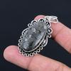 Gift For Women Pendant 925 Sterling Silver Natural Black Fossil Coral Gemstone
