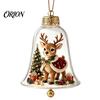 Miniature Holiday Scene Hanging Balls 3D Christmas Bell Ornament, Winter Clear Decoration with Santa Reusable Festival Ornaments Snowman Reindeer
