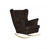 Fotel uszak eko skóra skandynawski bujany Ari CIEMNOBRĄZOWY Family Meble