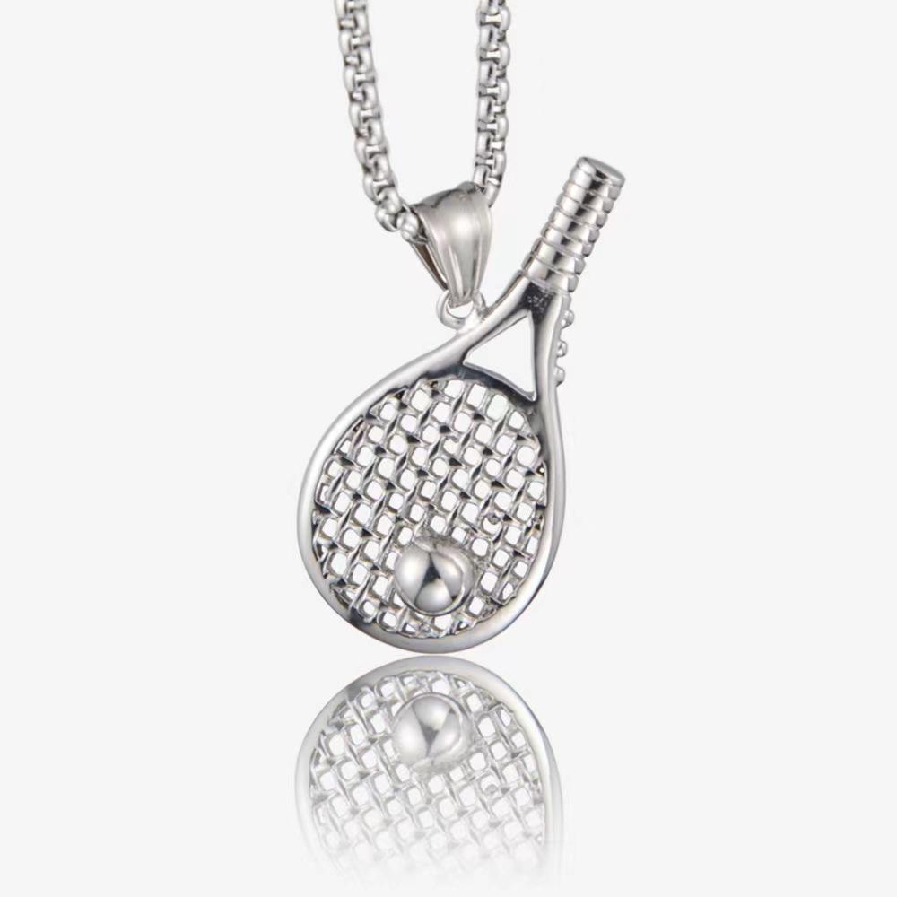 New Badminton Racket Trendy Hip-hop Tennis Racket Accessories Necklace Pendant