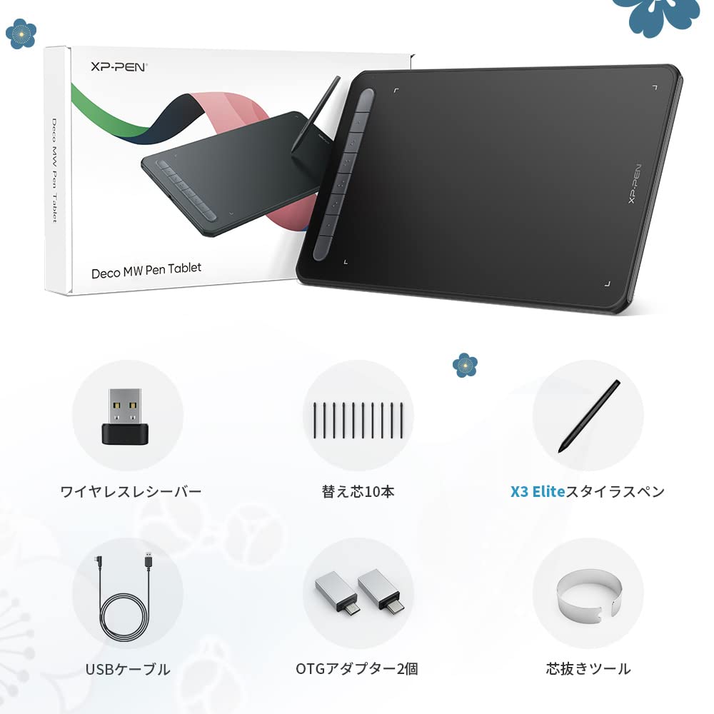 XPPen Deco MW Pen Tablet with Bluetooth Wireless Compatible with Android and Includes an Tilt 8192 Pressure 8 Express and Drawing Software for Working
