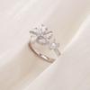Zircon Rotatable Ring Adjustable Crystal Flower Ring Flower Opening Ring  Daily Wear