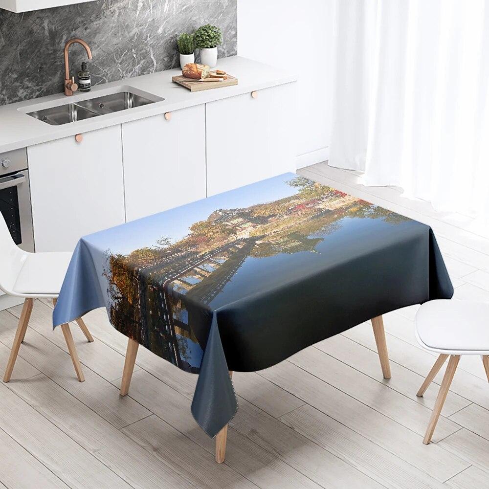 Winter snow tablecloth beautiful  anti-fouling waterproof rectangular kitchen table home decoration