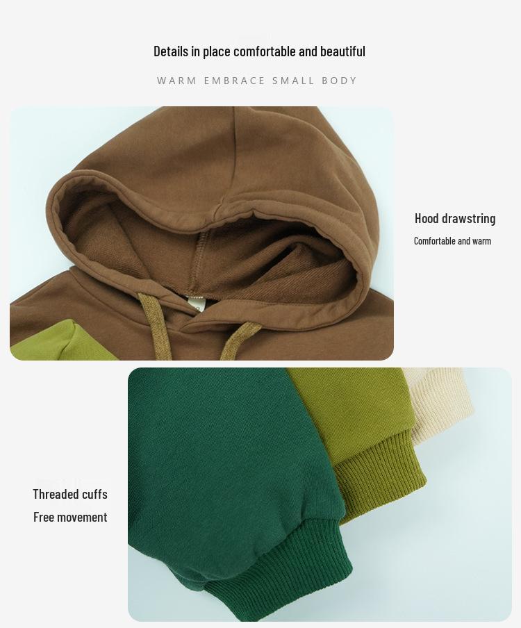 Children's Solid Color Kangaroo Pocket Hooded Sweatshirt - Autumn 2024