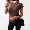 Casual Plain Female Short Sleeve T-shirt Women Clothes Comfortable Breathable Solid Color T-Shirt