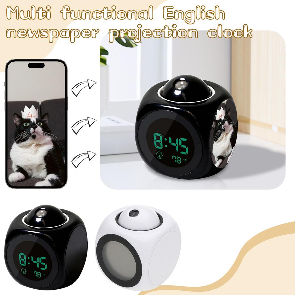 Personalized Multi-function Projection, English Clock, LED Projection, Alarm Clock, Voice Clock, And Bell Announcement