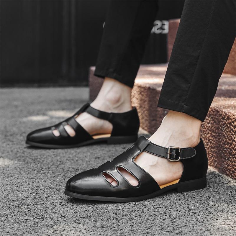 Summer Trend New Men's Gladiators Buckle Casual Shoes Breathable Beach Sandals Outdoor Slippers Black Brown Size 38-46