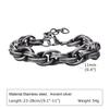 Simple Hip Hop Vintage Twisted Link Chain Wristband Waterproof Stainless Steel Fashion Jewelry Bracelet for Men Women