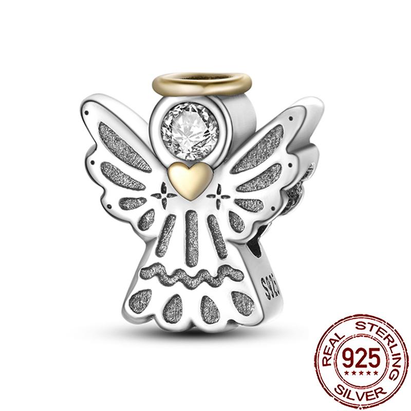 Charms Copper Angel Crucifix Cross Dangle Religious Beads Fit Snake Chain Bracelet Necklace Women Diy Jewelry