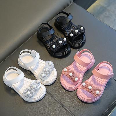 Sandálias femininas moda verão princesa sapatos infantis grandes arco aberto