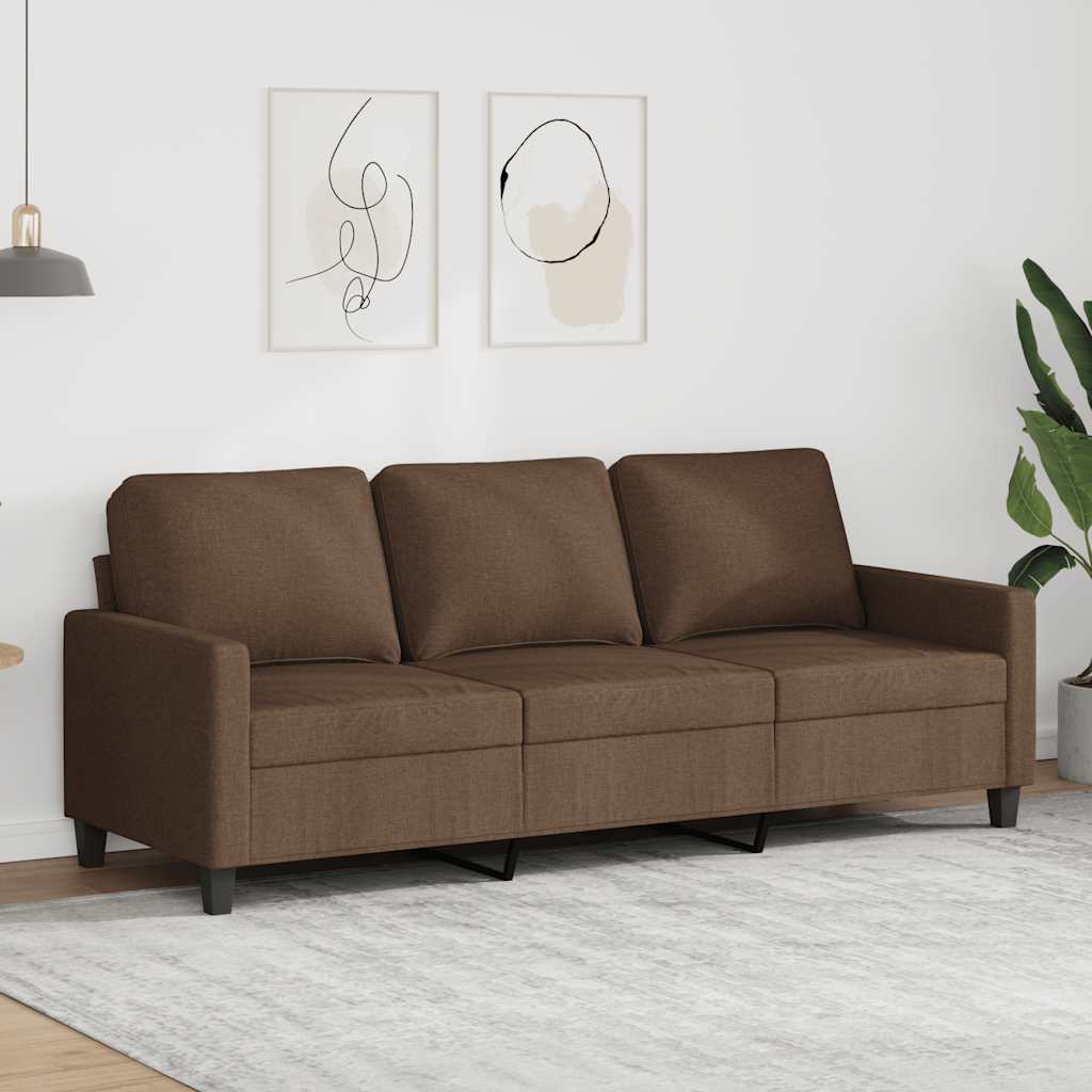 Vidaxl Sofá de 3 Plazas, Marrón, 180 Cm, Tapizado en Tela