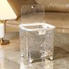 Trash Can Transparent Water Ripple with Press Trash Bin Lid Office Wastebasket for Home Bedroom