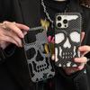 3D Matte Metallic Color Hollow Out Skull Phone Case for iPhone 16 15 13 12 11 14 ProMax 16 15 Plus Fashion Shockproof Soft Cover