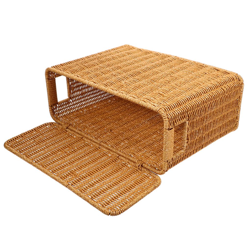 Cajas de Almacenamiento con Tapa Estrecha y Alta Cestas Tejidas Revistero Plástico Hogar Cocina Juguete Verdura Picnic Contenedores con Asas