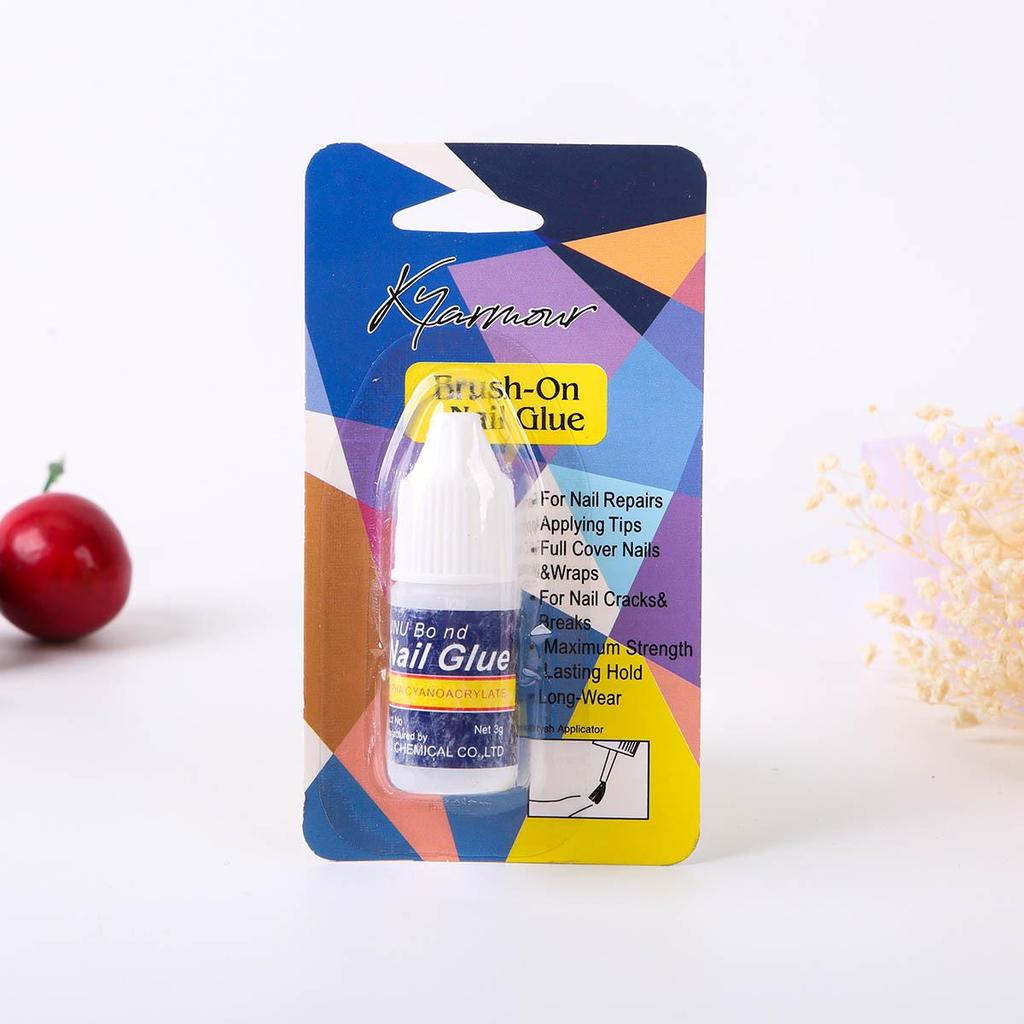 10g Quick-Dry Nail Art Glue with Brush for Press-On Nails & Rhinestones