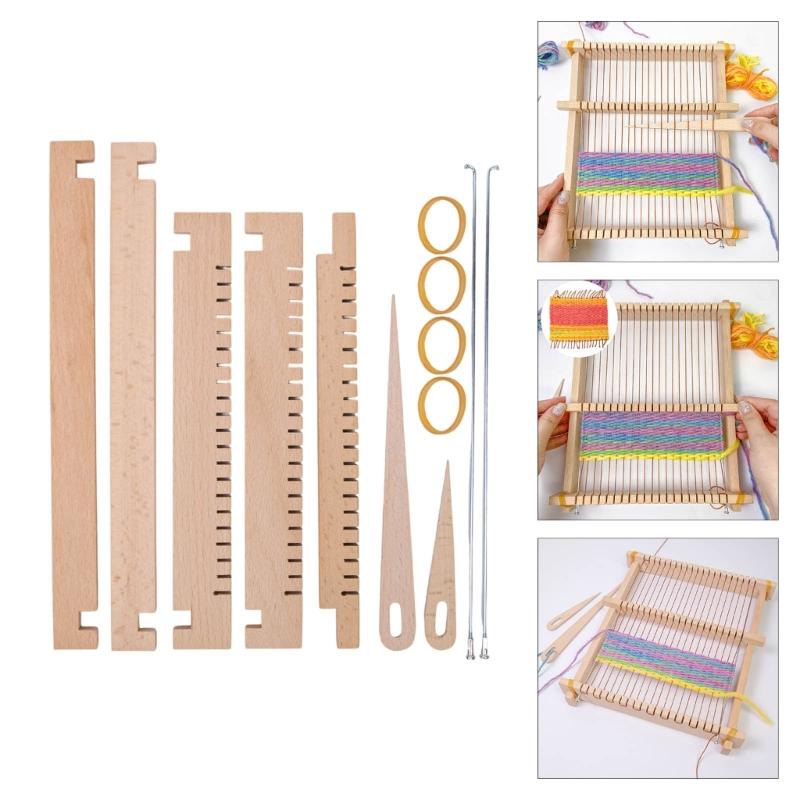 Wood Weaving Loomed Kits Handcraft Wooden Loomed Set Knitting Accessories Craft Supplies for Adults