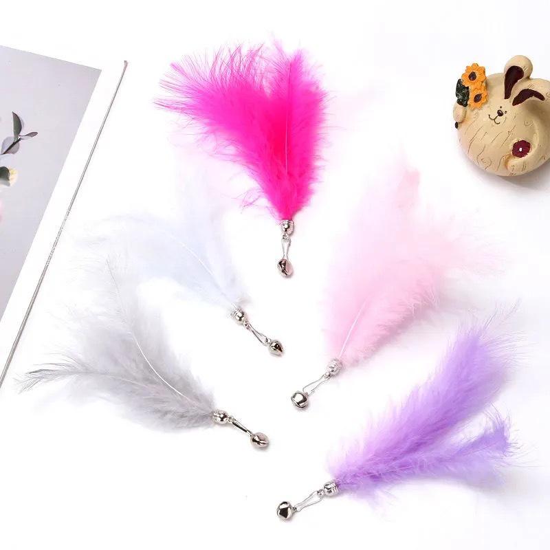 Retractable Cat Teaser Wand with Feather Head, 1.8m Long, Bite-Resistant Kitten Toy