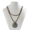 PuRui Punk Big Round Disc Pendant Necklace for Women Long Brown Rope Chain Charm Choker Vintage Zircon Collar Party Club Gift