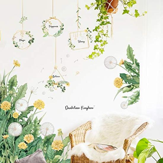 Stylish Dandelion Flower Tree Potted Plant Wall Peelable Waterproof PVC DIY Scandinavian Style Room Decor and Potted Stickers, Wallpaper, Plant-themed