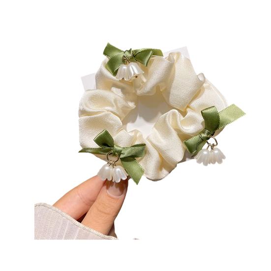 Hair Tie Satin Smooth Elastic Hair Band Flower Tassel Pendant Bowknot Decor Ponytail Bun Half-Tie Hair Rope Hair Accessories