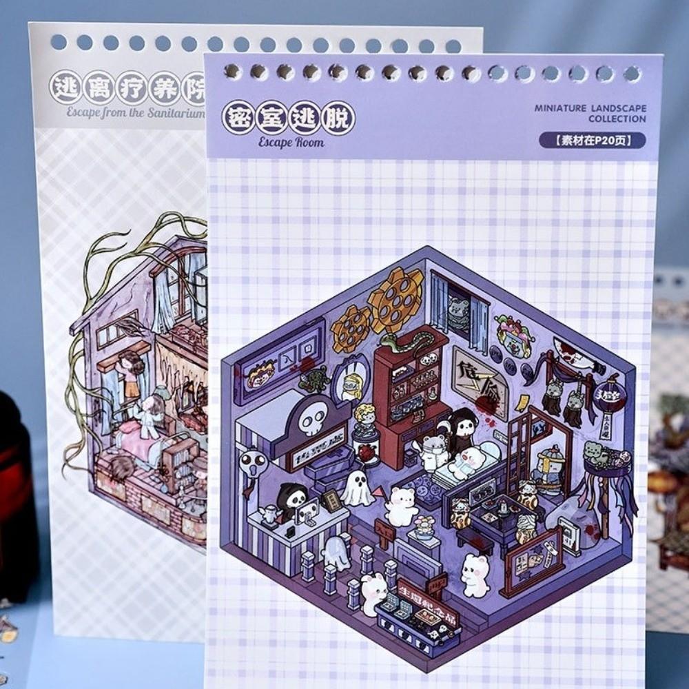 20 Scene Miniature Scene Sticker Book Spooky Theme Landscape Stickers Holiday Gifts
