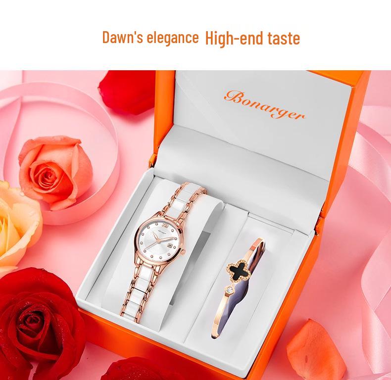 Trendy Women's Waterproof Ceramic Watch - Simple and Fashionable Design