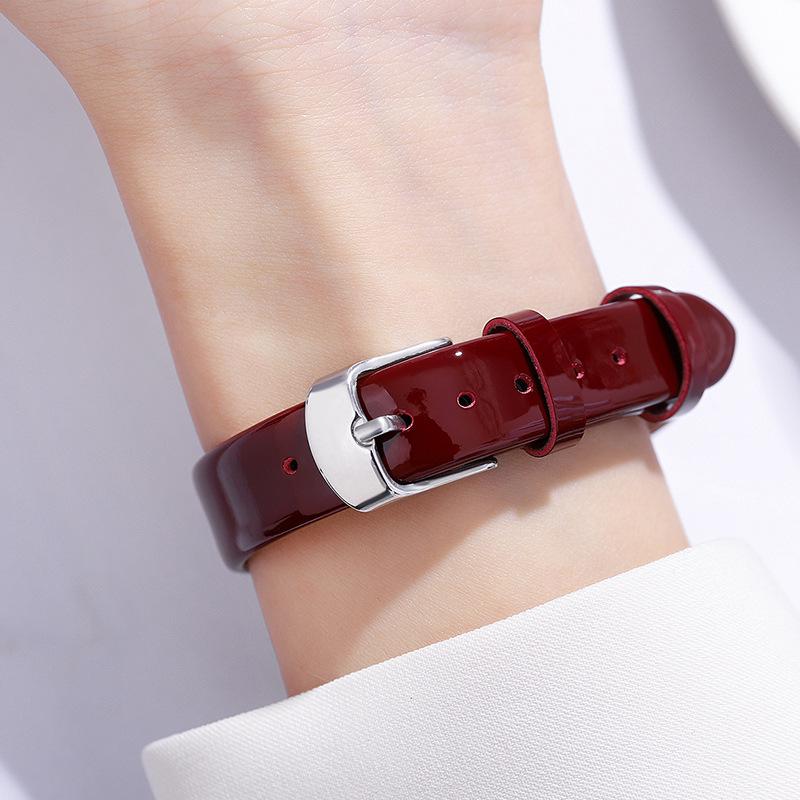 Gedi Damski Jasnoczerwony Skórzany Pasek Zegarek Kwarcowy Wodoodporny