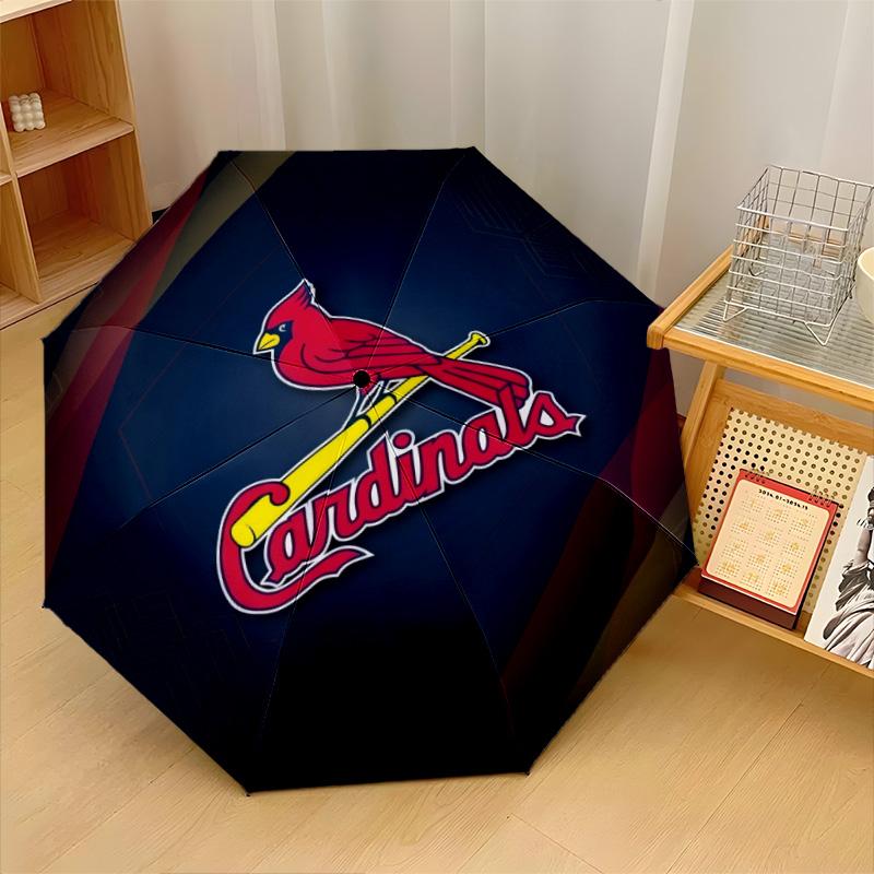 St. Louis Cardinals Print Auto 8?Ribs Folding Umbrella Wind Resistant Lightweight Automatic Umbrella For Daily Travel