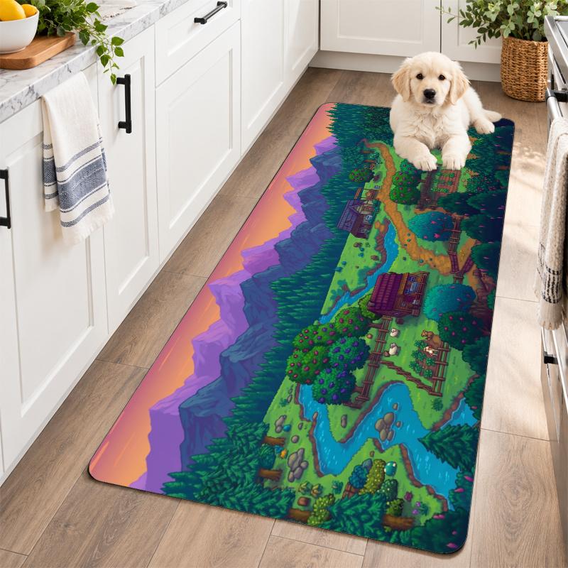 Flannel Kitchen Mat Stardew Valley Soft Area Rug Non Slip Floor Carpet Home Decoration