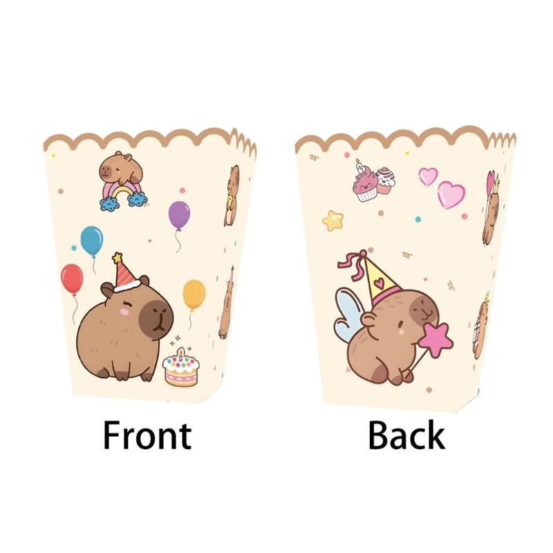 Party Decorations Set With Cartoon Capybara Design Paper Cups Dishes Hanging Flags For Indoor Outdoor Celebration