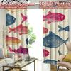 2D FLAT PRINTING 2pcs Curta (easter Decor) Colorful Fish Design Popular Pattern Curta Versatile Durable Polyester Curta