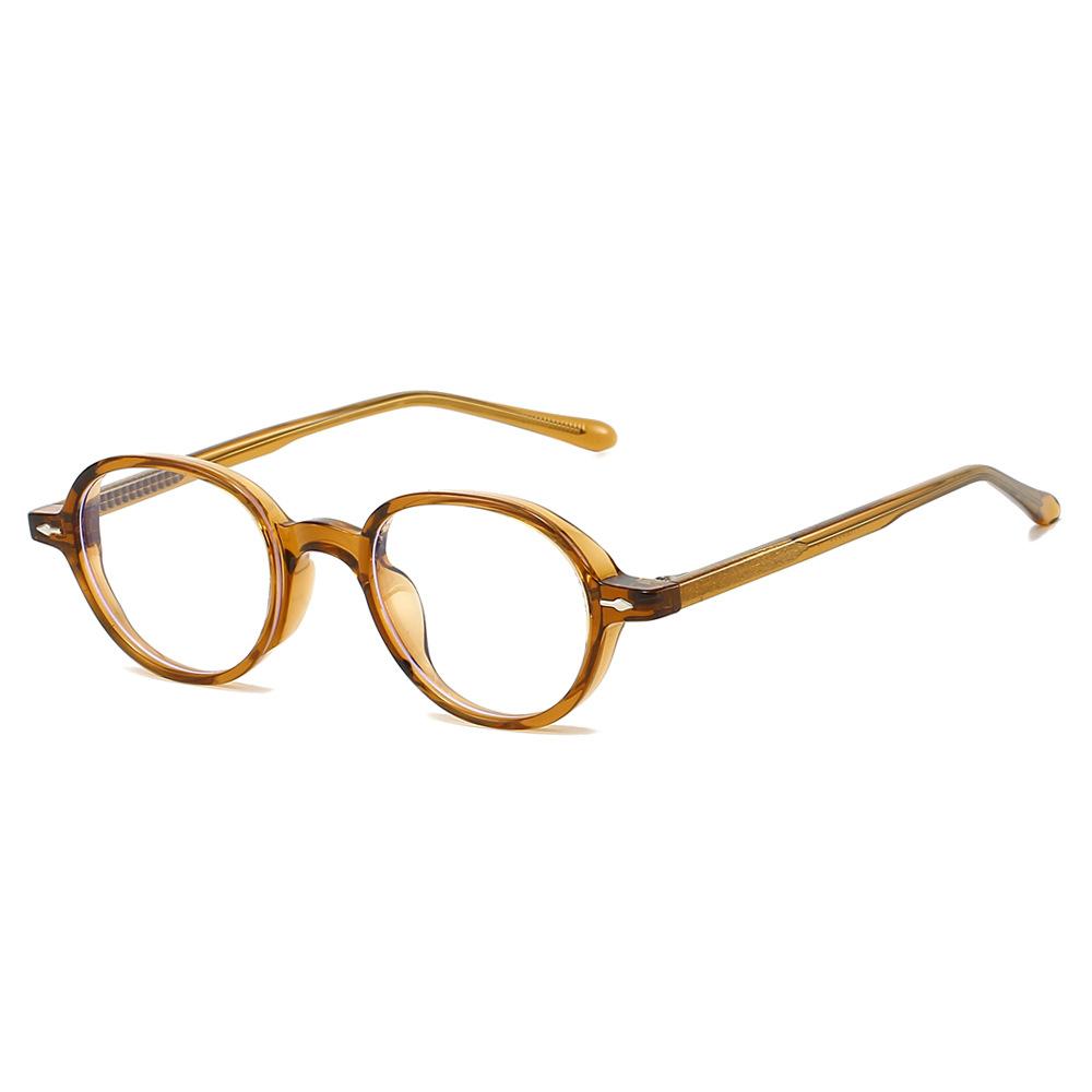Ins New Retro Small Frame Oval Leopard Anti Blue Light Glasses  Unisex Rivet Anti Radiation Design Casual Simple Glasses