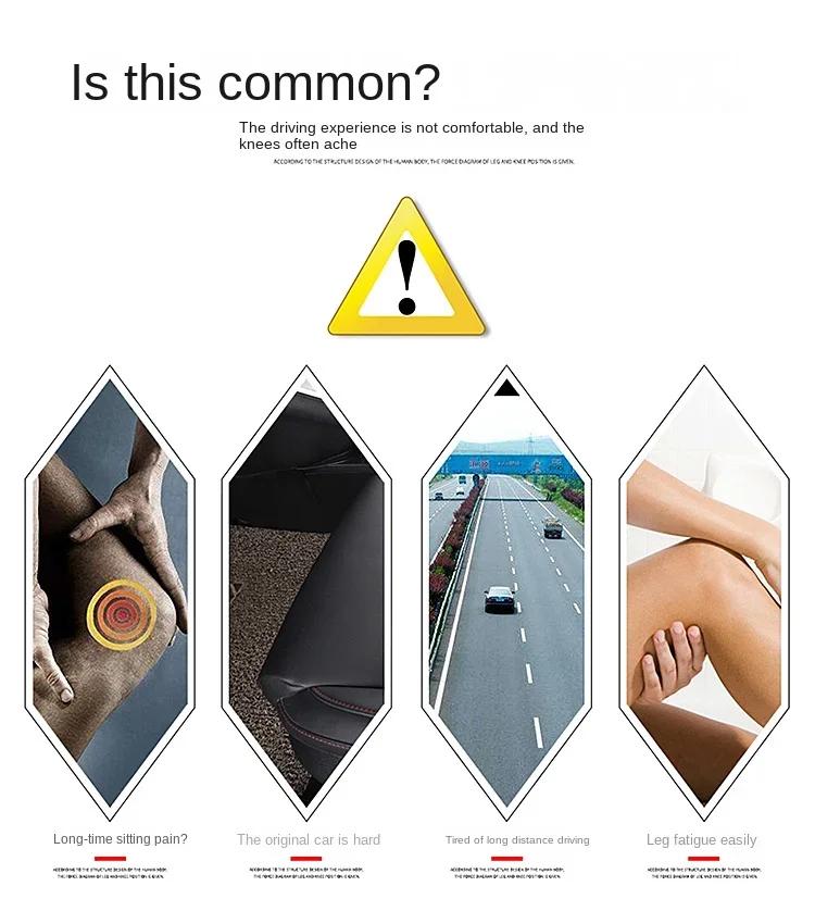 Universal Car Seat Extender Leg Cushion For Driver Leather Leg Support Pillow Cover Memory Foam Auto Seat Extender Padding Mat