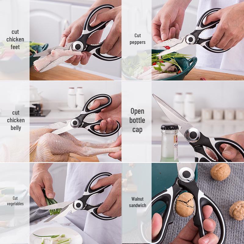 Stainless Steel Multifunctional Kitchen Scissors for Cutting Bone, Chicken, Fish, and More