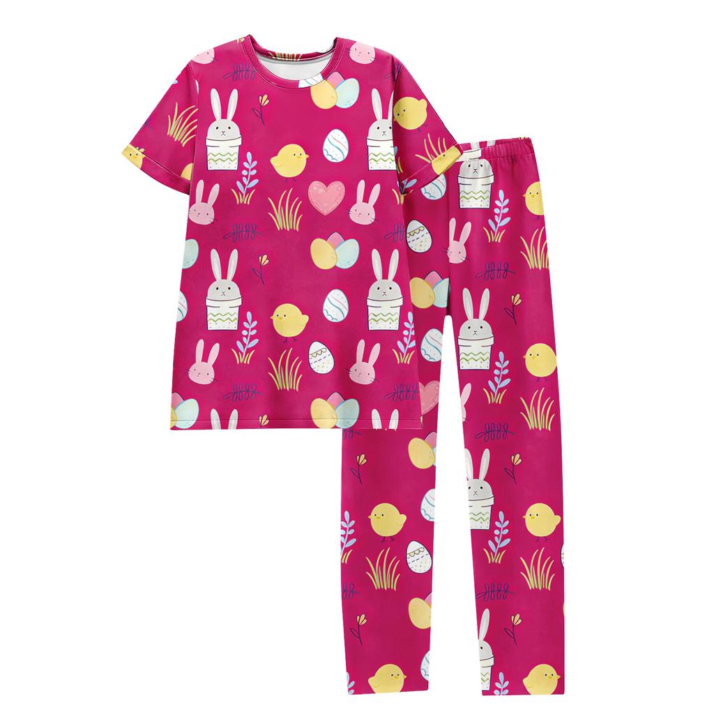 Women's Easter Bunny Print Short Sleeve Pajama Set